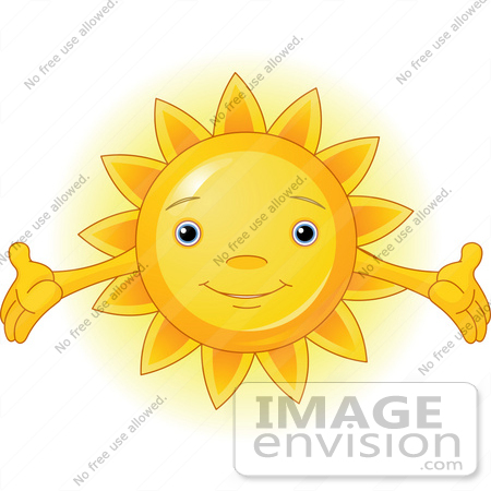 #56284 Clip Art Illustration Of A Cute Sun Character Holding Out Its Arms by pushkin