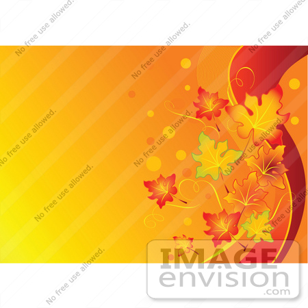 #56314 Royalty-Free (RF) Clip Art Illustration Of A Gradient Orange Fall Leaf Background With Red Swooshes by pushkin