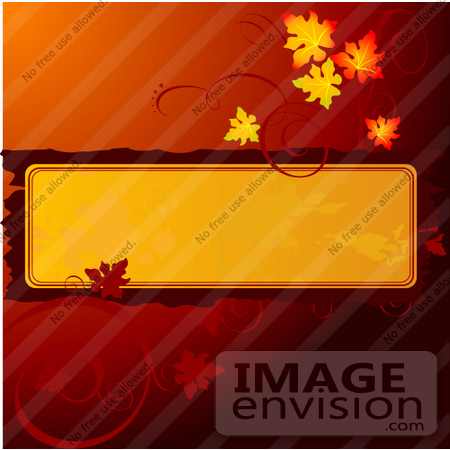 #56331 Royalty-Free (RF) Clip Art Illustration Of A Gradient Dark Red Background With Autumn Leaves Around A Text Box by pushkin