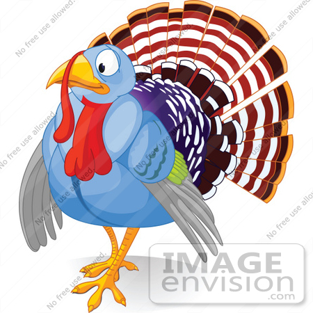 #56341 Royalty-Free (RF) Clip Art Illustration Of A Nervous Blue Turkey Bird by pushkin