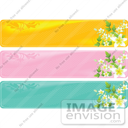#56409 Royalty-Free (RF) Clip Art Illustration Of A Digital Collage Of Three Floral Headers by pushkin