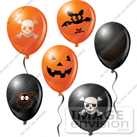 #56421 Royalty-Free (RF) Clip Art Illustration Of A Digital Collage Of Halloween Party Balloons by pushkin