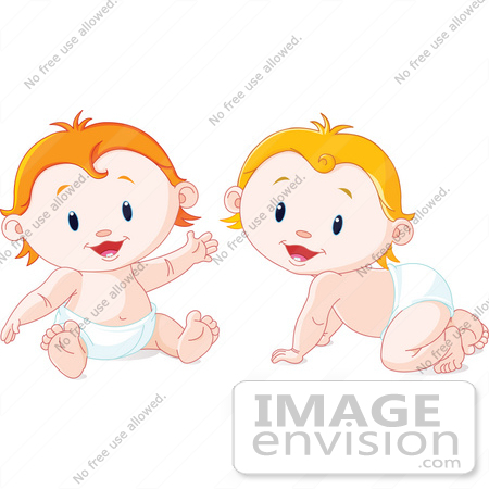 #56456 Royalty-Free (RF) Clip Art Illustration Of A Digital Collage Of Blond And Strawberry Blond Babies In Diapers by pushkin