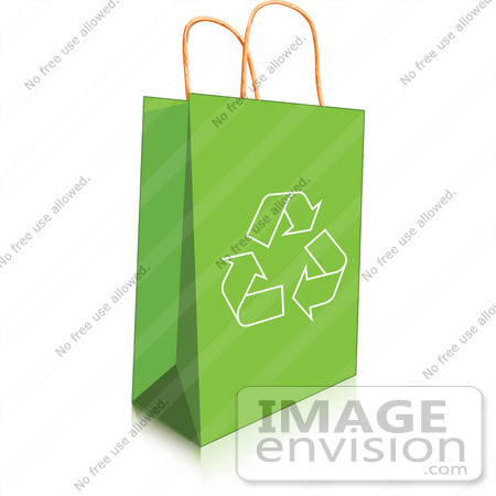 #56459 Royalty-Free (RF) Clip Art Illustration Of A Recycle Arrow Icon On A Green Shopping Bag by pushkin