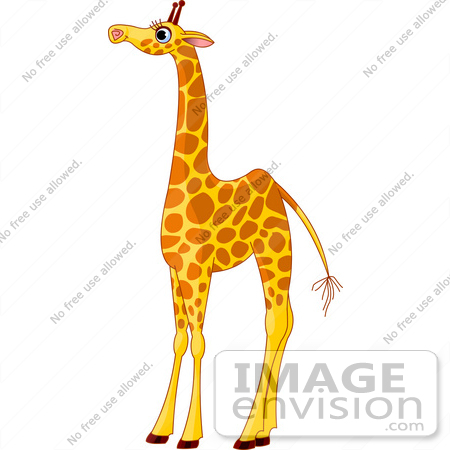 #56475 Royalty-Free (RF) Clip Art Illustration Of A Tall Female Giraffe With Long Eyelashes by pushkin