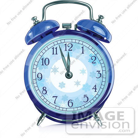 #56493 Royalty-Free (RF) Clip Art Illustration Of A Blue Winter Alarm Clock by pushkin