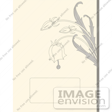 #56505 Royalty-Free (RF) Clip Art Illustration Of A Beige Bridal Background With Gray Bell Flowers And A Text Box by pushkin