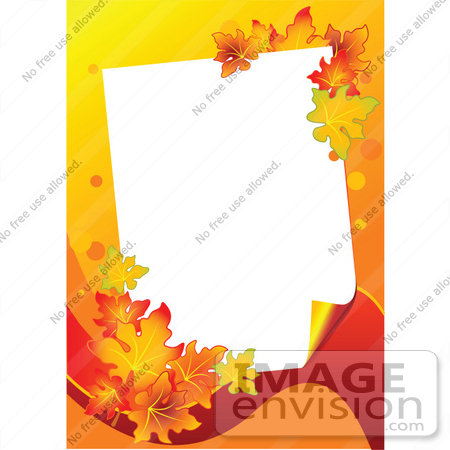 #56522 Royalty-Free (RF) Clip Art Illustration Of A White Text Box Framed With Colorful Autumn Leaves On Orange by pushkin