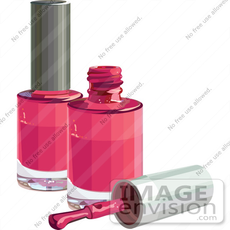 #56527 Royalty-Free (RF) Clip Art Illustration Of A Brush Resting By Two Bottles Of Pink Nail Polish by pushkin
