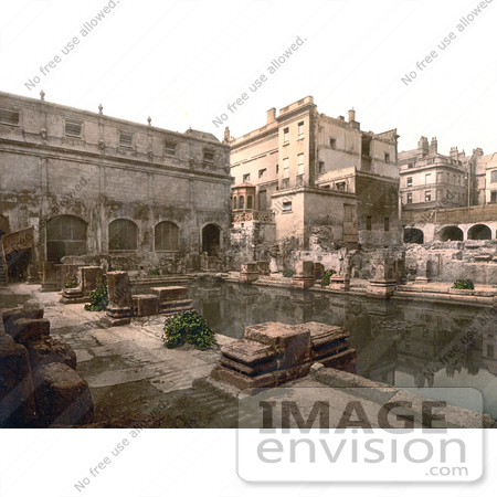 #5807 Stock Photography of a Pool at Thermae or Roman Baths in Bath, England by JVPD