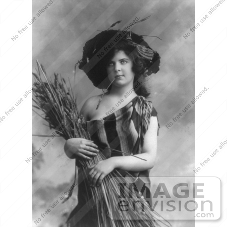 #5844 Woman in Serape Holding Wheat by JVPD