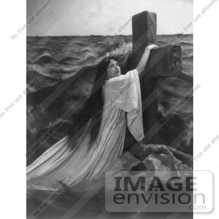 #5880 Woman Holding on to a Cross by JVPD