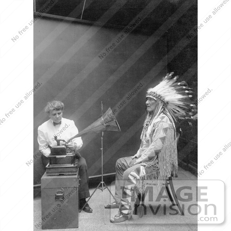 #5977 Piegan Indian, Mountain Chief and Phonograph by JVPD
