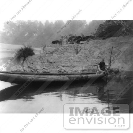 #6023 Hupa Fishing From Canoe by JVPD
