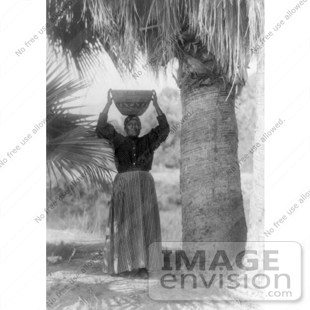 #6047 Cahuilla Woman With Basket on Her Head by JVPD