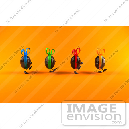 #60697 Royalty-Free (RF) Illustration Of 3d Chocolate Easter Egg Characters Walking Right - Version 2 by Julos