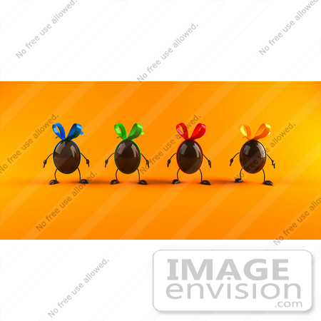 #60700 Royalty-Free (RF) Illustration Of 3d Chocolate Easter Egg Characters Facing Front - Version 2 by Julos