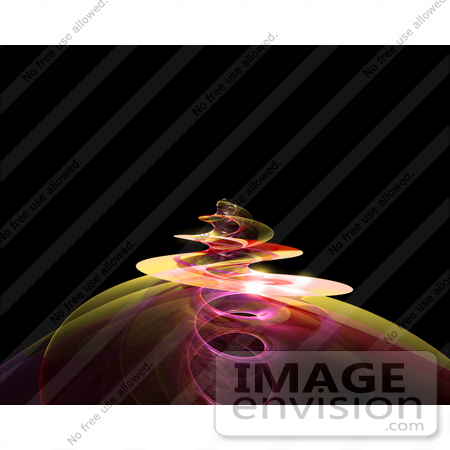 #60702 Royalty-Free (RF) Illustration Of A Spiraling Yellow And Pink Fractal Tendril Rising Over Black Background by Julos