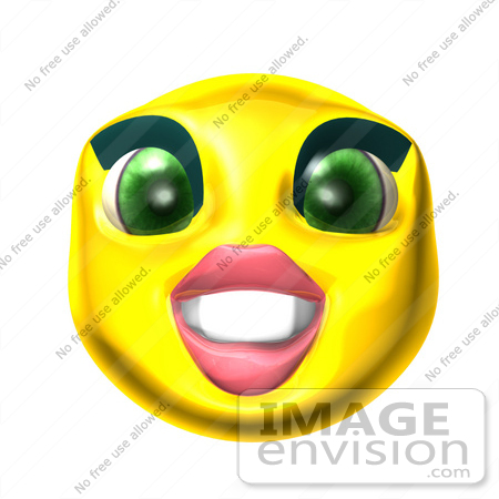 #60707 Royalty-Free (RF) Illustration Of A 3d Female Smiley Face Grinning by Julos