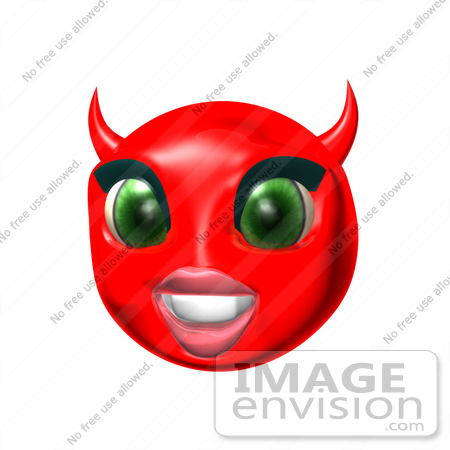 #60714 Royalty-Free (RF) Illustration Of A 3d Red She Devil Smiley Face Smiling by Julos