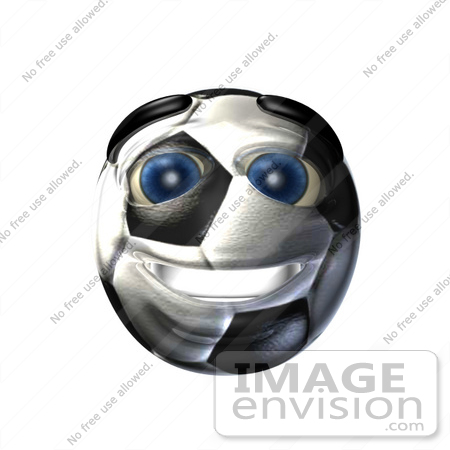 #60716 Royalty-Free (RF) Illustration Of A 3d Soccer Ball Smiley Face by Julos