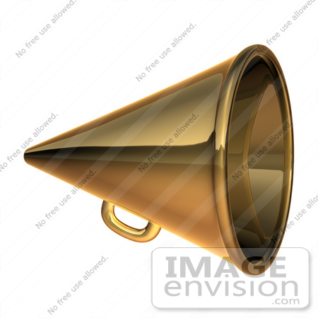 #60718 Royalty-Free (RF) Illustration Of A 3d Gold Megaphone - Version 1 by Julos