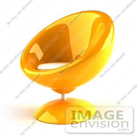 #60721 Royalty-Free (RF) Illustration Of A 3d Orange Bubble Chair Facing Left by Julos