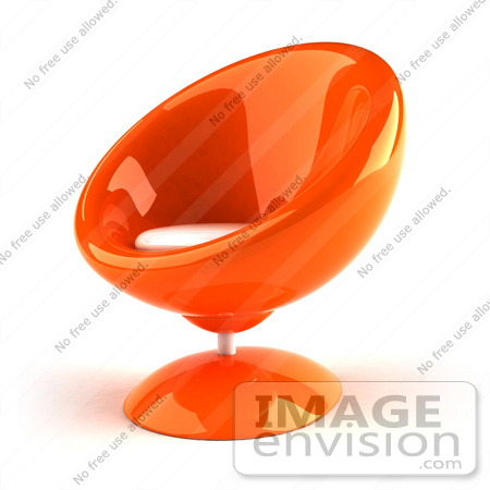 #60723 Royalty-Free (RF) Illustration Of A 3d Deep Orange Bubble Chair Facing Left by Julos