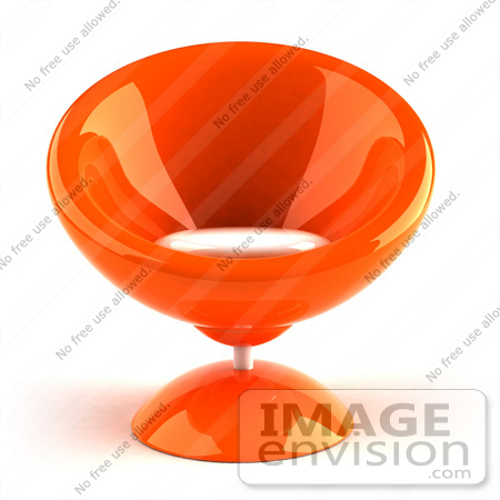 #60724 Royalty-Free (RF) Illustration Of A 3d Deep Orange Bubble Chair Facing Front by Julos