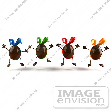#60735 Royalty-Free (RF) Illustration Of 3d Chocolate Easter Egg Characters Jumping - Version 3 by Julos