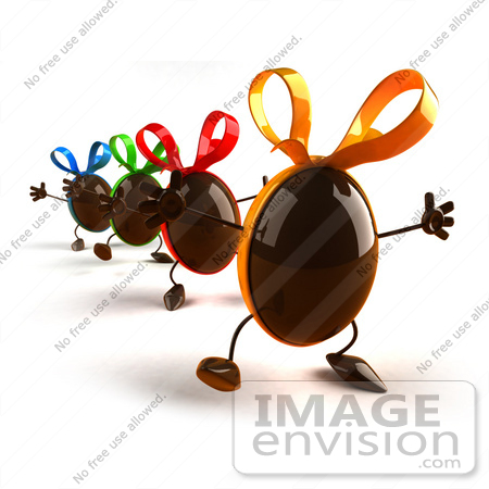 #60738 Royalty-Free (RF) Illustration Of 3d Chocolate Easter Egg Characters Marching Forward - Version 3 by Julos