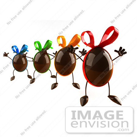 #60739 Royalty-Free (RF) Illustration Of 3d Chocolate Easter Egg Characters Jumping - Version 4 by Julos