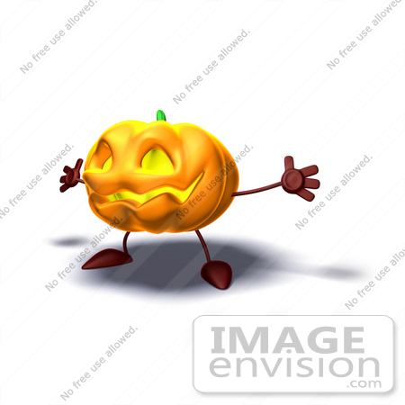 #60744 Royalty-Free (RF) Illustration Of A 3d Pumpkin Character Holding His Arms Open - Version 2 by Julos