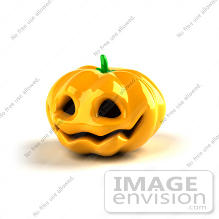 #60747 Royalty-Free (RF) Illustration Of A 3d Ceramic Halloween Pumpkin - Version 1 by Julos