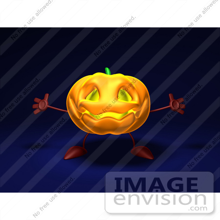 #60751 Royalty-Free (RF) Illustration Of A 3d Pumpkin Character Holding His Arms Open - Version 3 by Julos