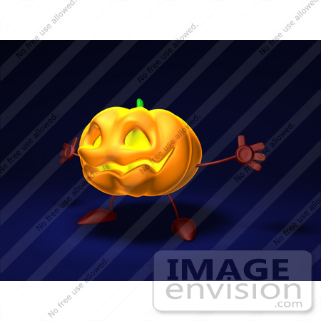 #60752 Royalty-Free (RF) Illustration Of A 3d Pumpkin Character Holding His Arms Open - Version 4 by Julos