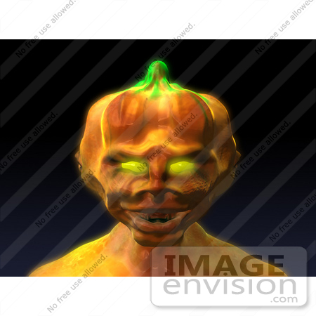 #60758 Royalty-Free (RF) Illustration Of A 3d Pumpkin Monster Facing Front - Version 2 by Julos