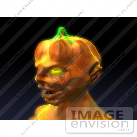 #60759 Royalty-Free (RF) Illustration Of A 3d Pumpkin Monster Facing Left by Julos