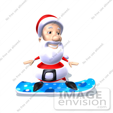 #60764 Royalty-Free (RF) Illustration Of A 3d Santa Claus Snowboarding - Version 6 by Julos