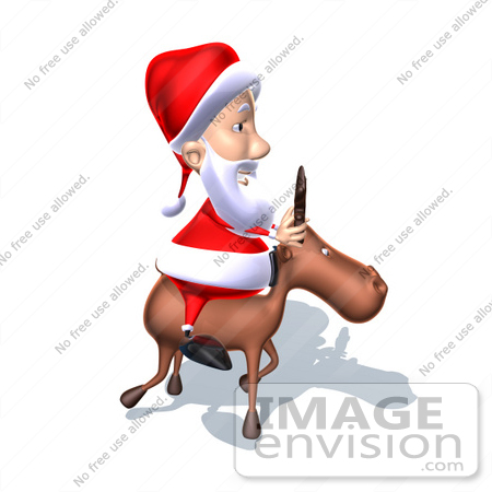 #60767 Royalty-Free (RF) Illustration Of A 3d Santa Claus Riding A Reindeer - Version 8 by Julos