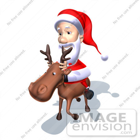 #60768 Royalty-Free (RF) Illustration Of A 3d Santa Claus Riding A Reindeer - Version 6 by Julos