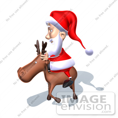 #60770 Royalty-Free (RF) Illustration Of A 3d Santa Claus Riding A Reindeer - Version 7 by Julos