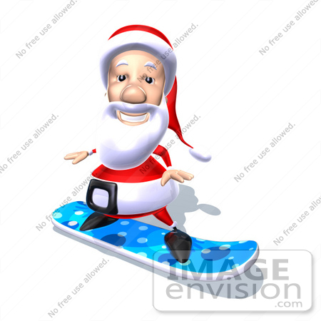 #60775 Royalty-Free (RF) Illustration Of A 3d Santa Claus Snowboarding - Version 5 by Julos