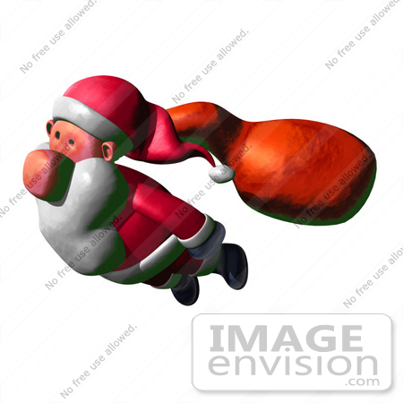 #60791 Royalty-Free (RF) Illustration Of A 3d Clay Styled Santa Claus Flying - Version 3 by Julos