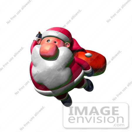#60792 Royalty-Free (RF) Illustration Of A 3d Clay Styled Santa Claus Flying - Version 1 by Julos