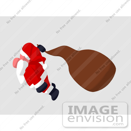#60793 Royalty-Free (RF) Illustration Of A Cartoon Styled Santa Claus Flying - Version 4 by Julos