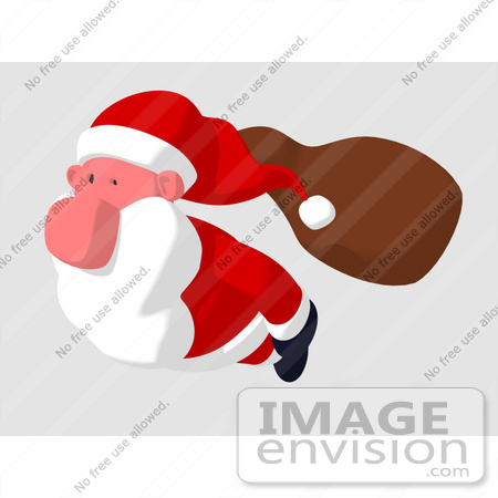 #60795 Royalty-Free (RF) Illustration Of A Cartoon Styled Santa Claus Flying - Version 3 by Julos