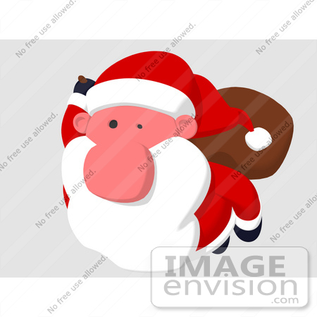 #60796 Royalty-Free (RF) Illustration Of A Cartoon Styled Santa Claus Flying - Version 2 by Julos