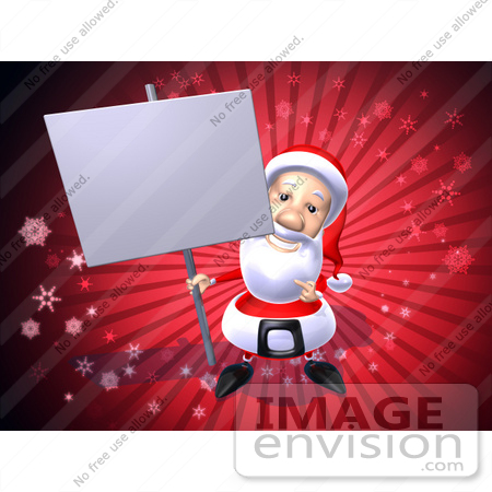 #60797 Royalty-Free (RF) Illustration Of A 3d Santa Holding Up A Blank Sign On A Post - Version 3 by Julos