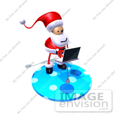 #60802 Royalty-Free (RF) Illustration Of A 3d Santa Claus Using A Laptop - Version 7 by Julos